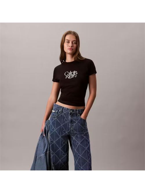 ss fitted script calvin klein tee CALVIN KLEIN JEANS | LV047D210GUB1